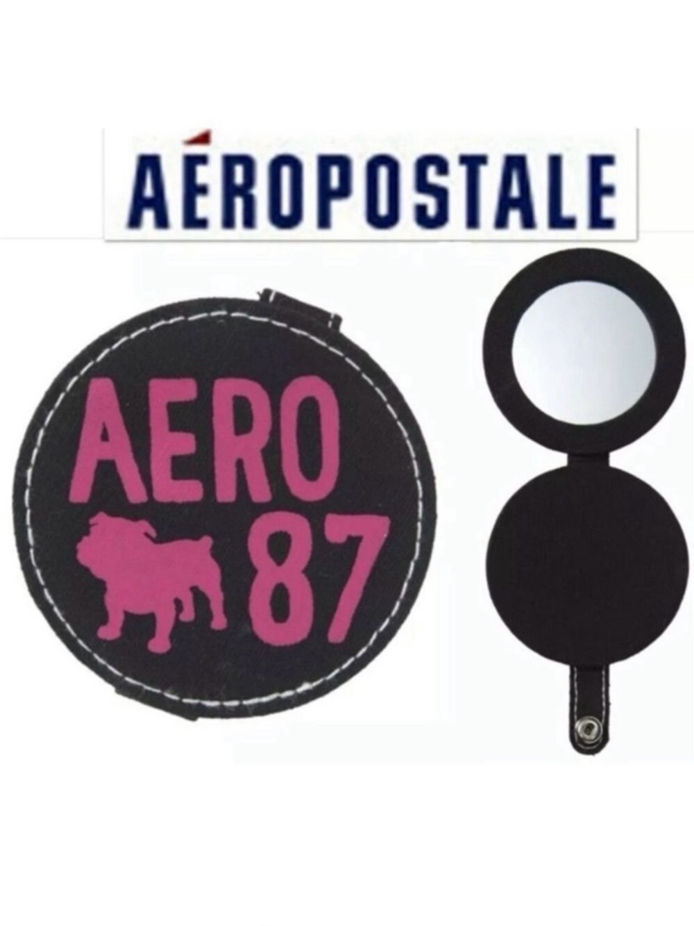 NWT Vintage Y2K Aeropostale Black Dog Logo Bag Super Cute Pocket Bag Mirror